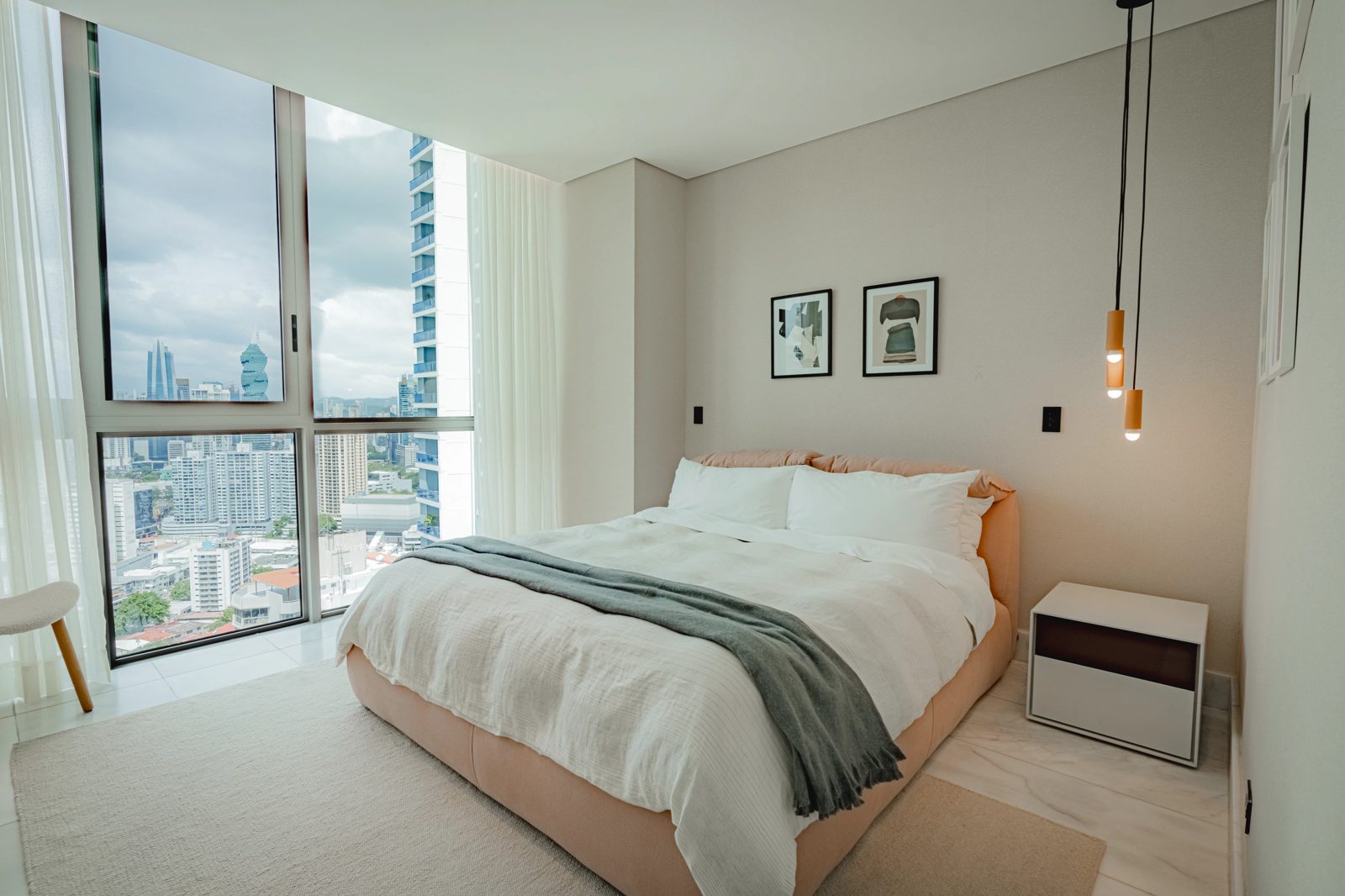 Bedroom with skyline